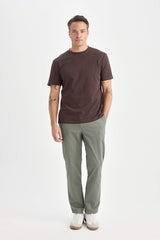 100% Cotton New Regular Fit Cycling Collar Basic Flat Short Sleeve T-Shirt