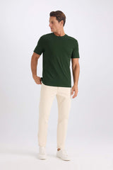 100% Cotton New Regular Fit Cycling Collar Basic Flat Short Sleeve T-Shirt