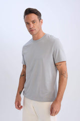 100% Cotton New Regular Fit Cycling Collar Basic Flat Short Sleeve T-Shirt