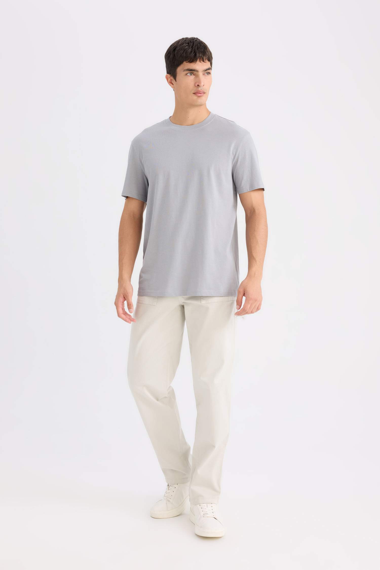 100% Cotton New Regular Fit Cycling Collar Basic Flat Short Sleeve T-Shirt