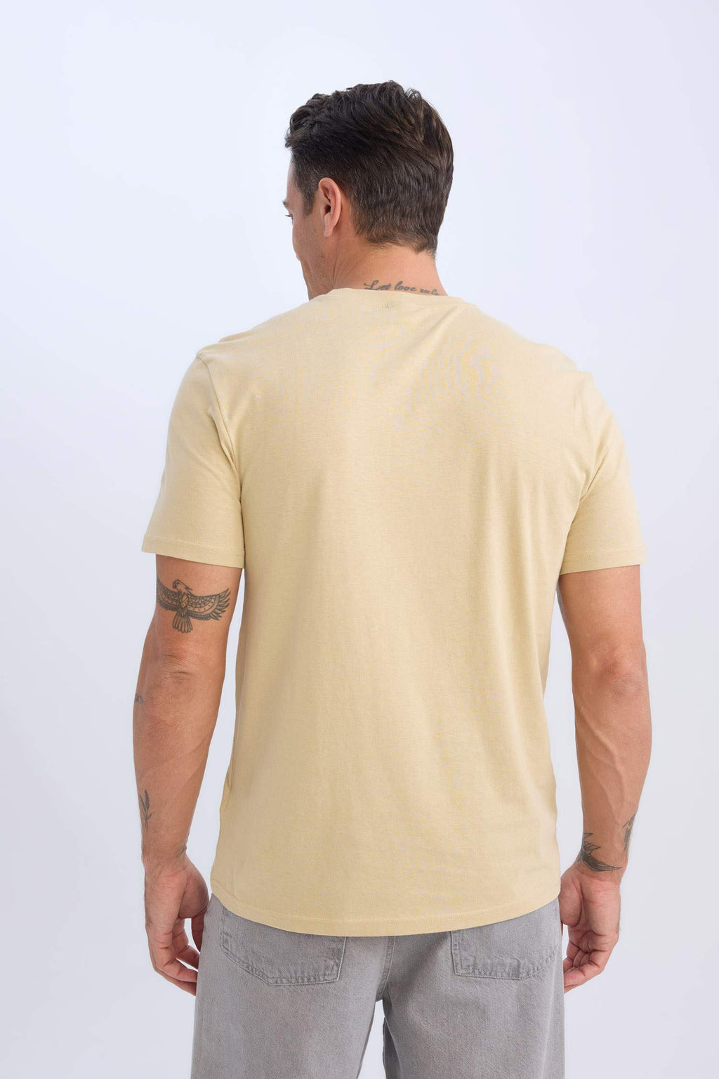 100% Cotton New Regular Fit Cycling Collar Basic Flat Short Sleeve T-Shirt