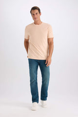 100% Cotton New Regular Fit Cycling Collar Basic Flat Short Sleeve T-Shirt