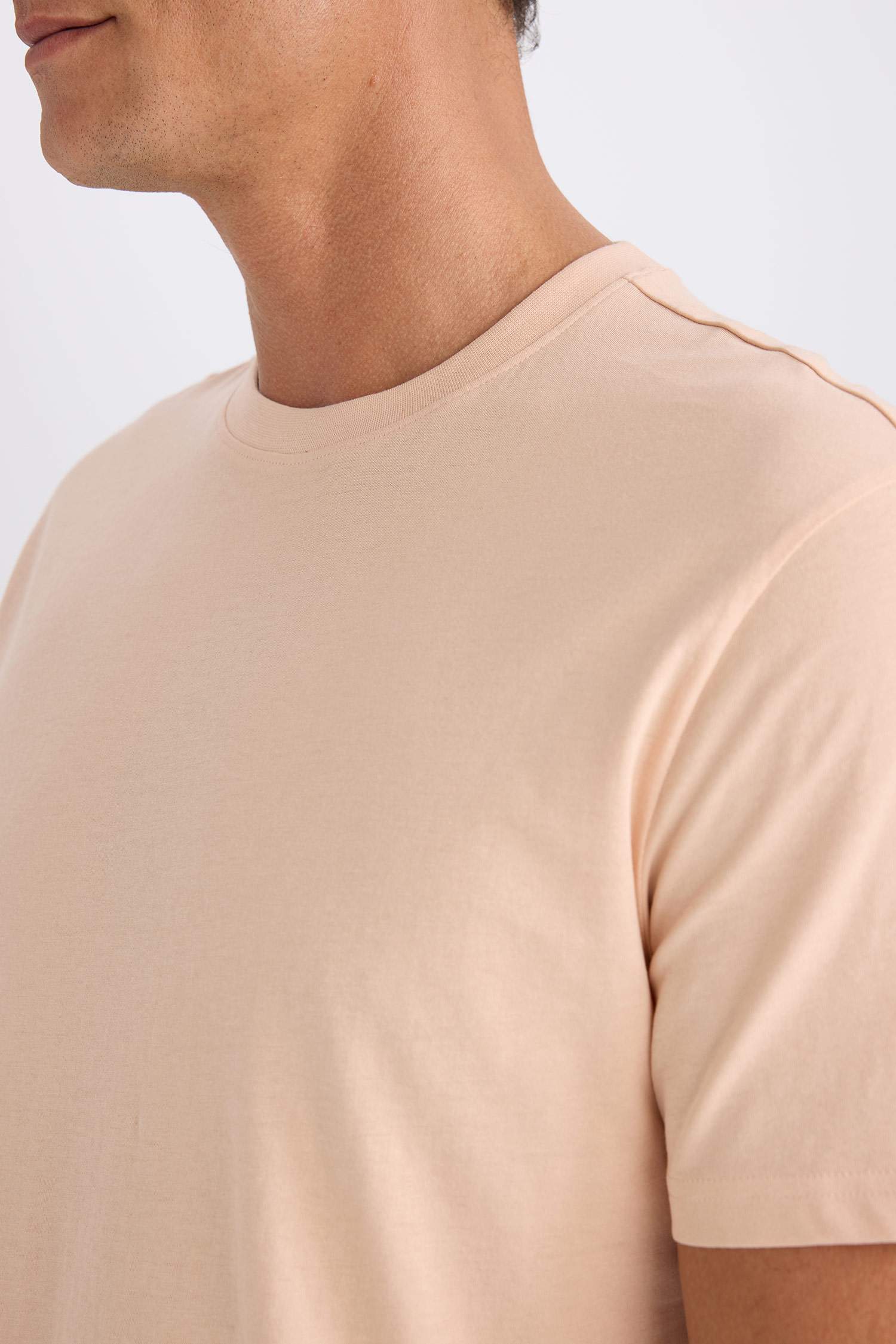 100% Cotton New Regular Fit Cycling Collar Basic Flat Short Sleeve T-Shirt