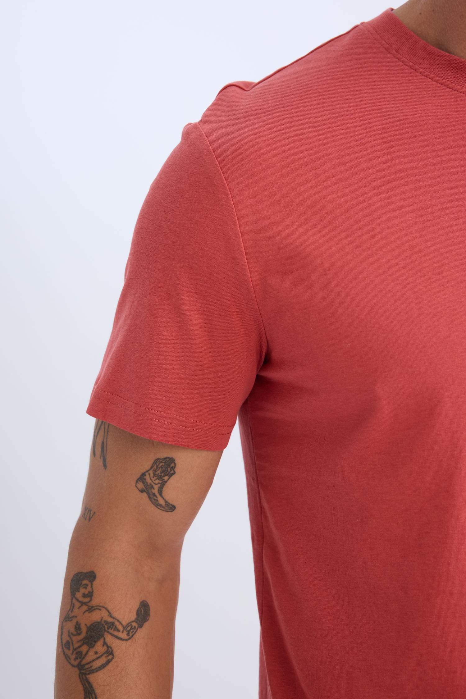 100% Cotton New Regular Fit Cycling Collar Basic Flat Short Sleeve T-Shirt