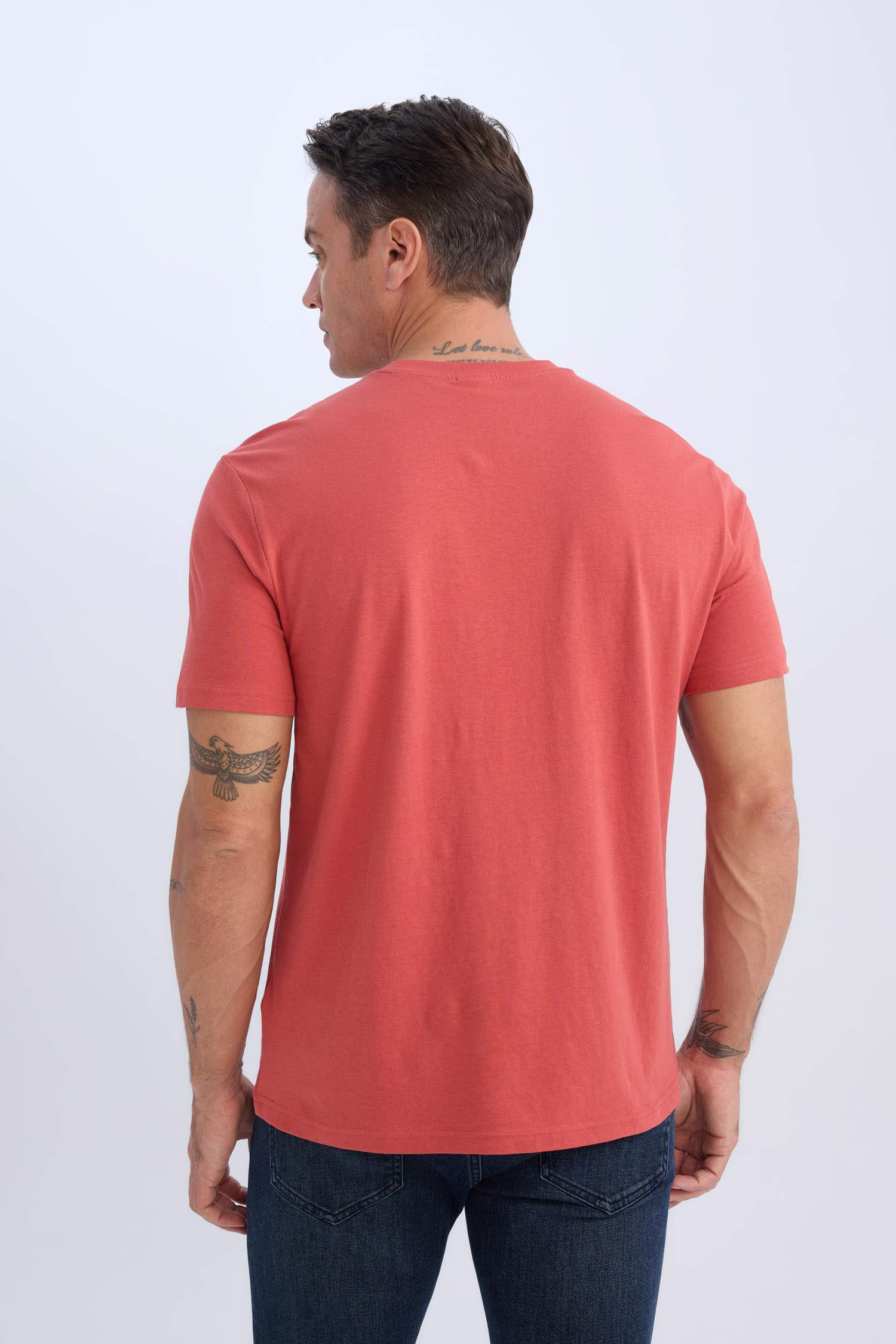 100% Cotton New Regular Fit Cycling Collar Basic Flat Short Sleeve T-Shirt