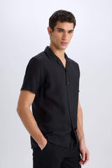 Modern Fit Summer Polo Collar Basic Plain Short Sleeve Shirt