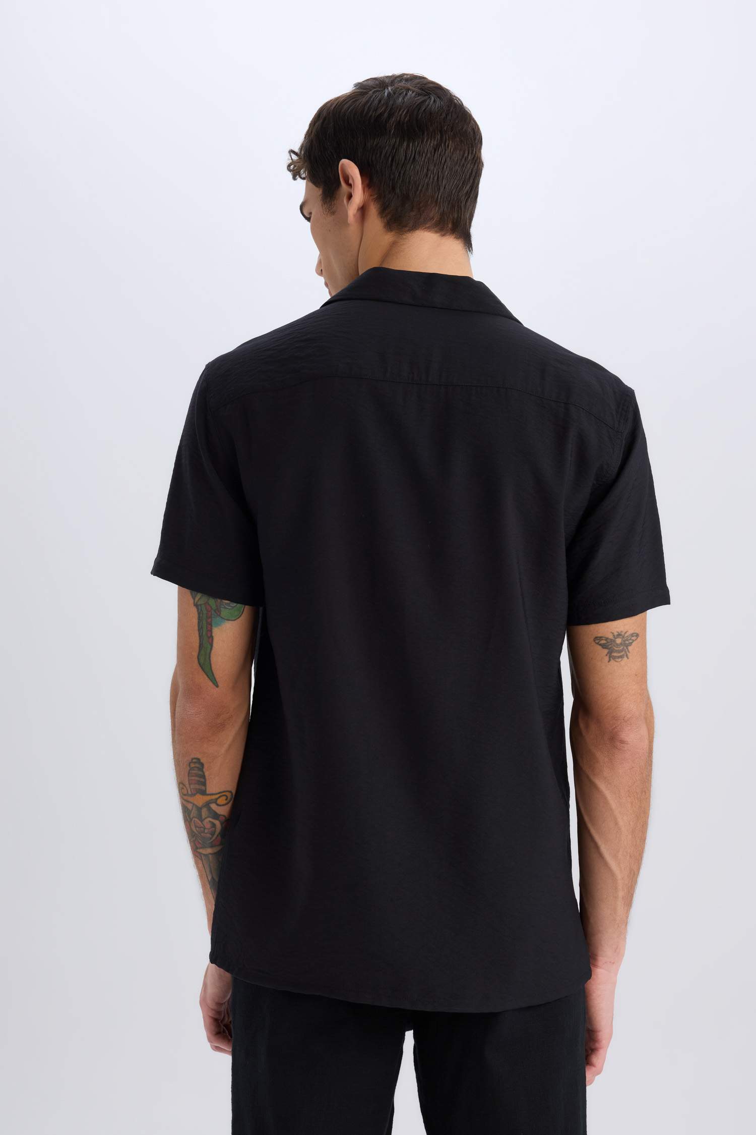 Modern Fit Summer Polo Collar Basic Plain Short Sleeve Shirt