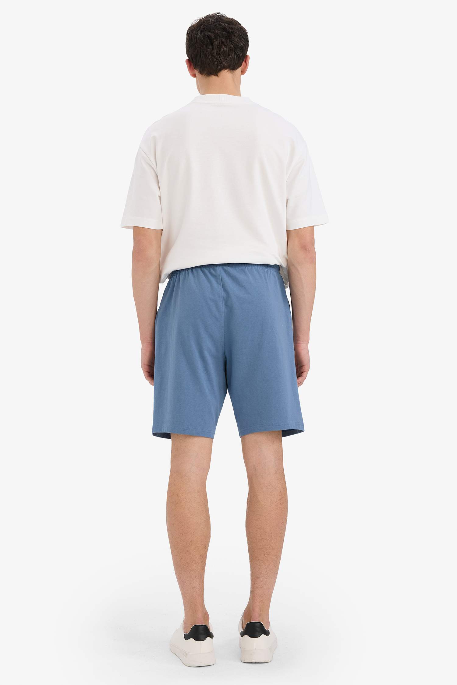 Slim Fit Slim Cut Pocketed Cotton Basic Plain Bermuda Shorts