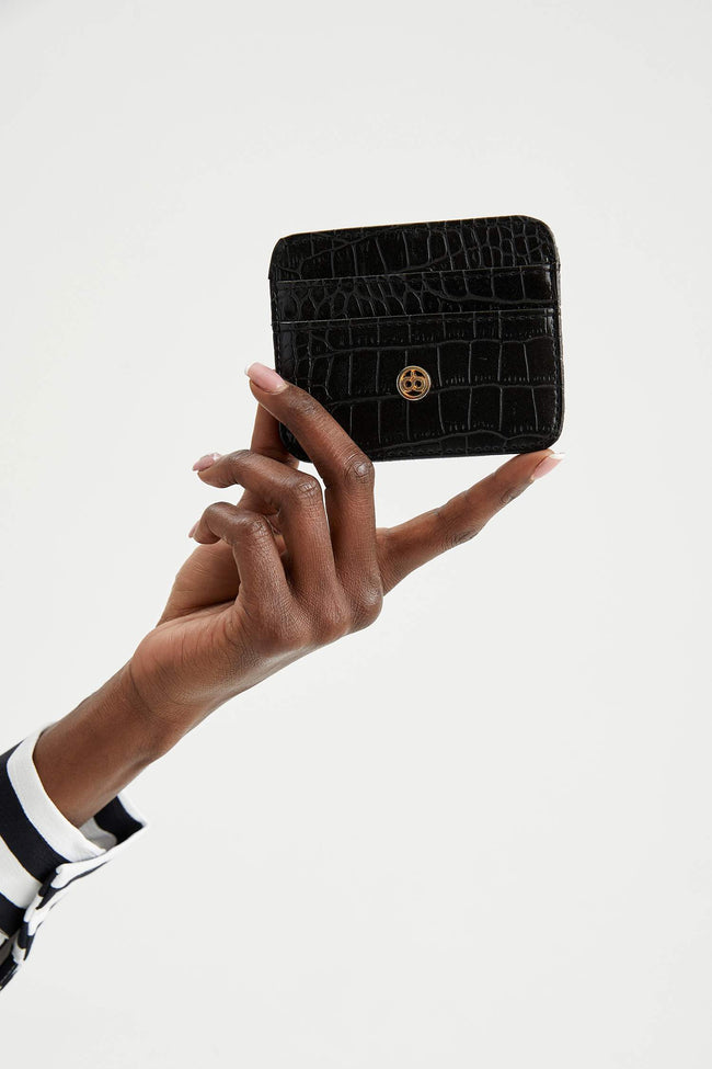 Women's Faux Leather Croco Card Holder Main Image