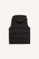 Waterproof Regular Fit Hooded Zippered Puffer Vest with Inner Pocket