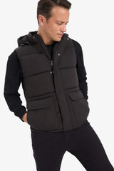 Waterproof Regular Fit Hooded Zippered Puffer Vest with Inner Pocket