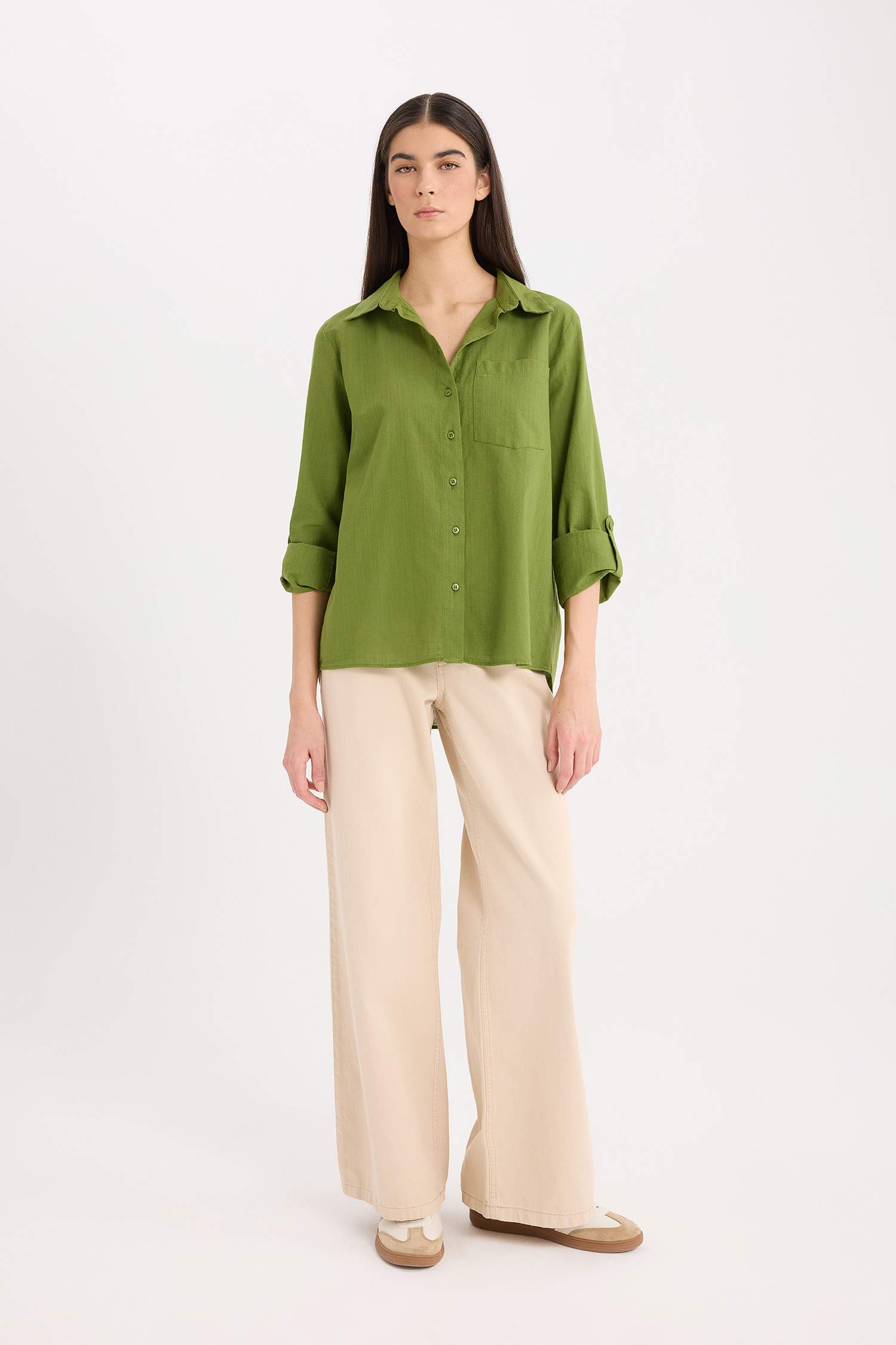 Regular Fit Basic Flat Pocket Shirt