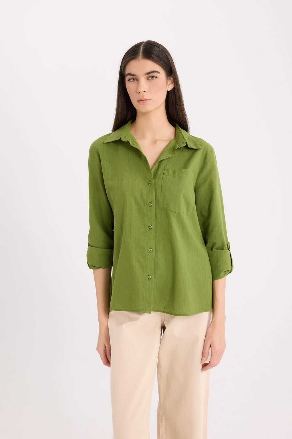 Regular Fit Basic Flat Pocket Shirt