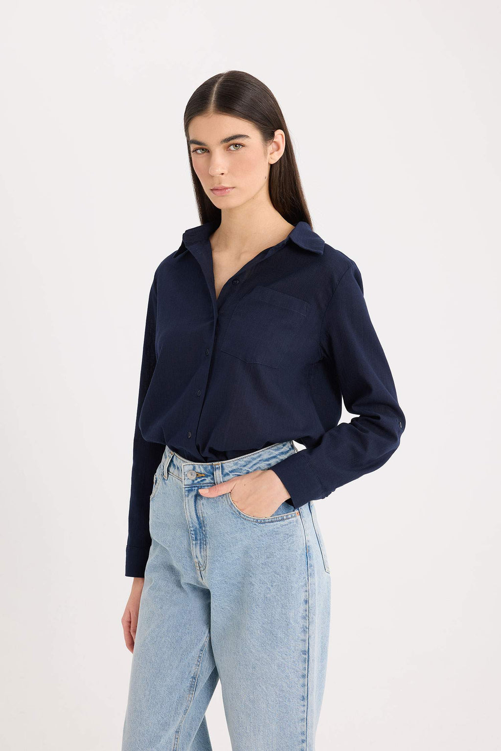 Regular Fit Basic Flat Pocket Shirt