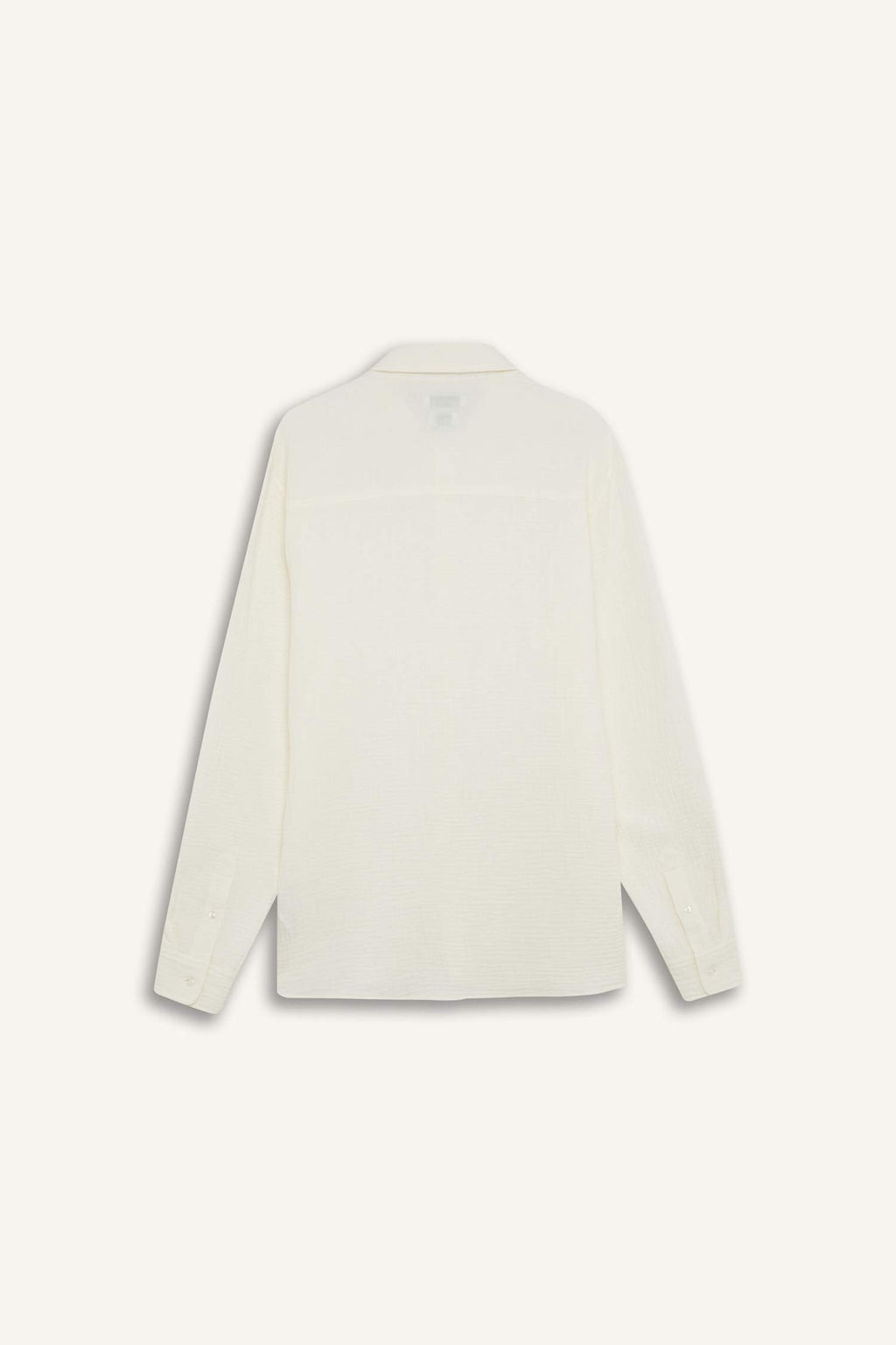 Regular Fit Polo Collar Muslin Long Sleeve Shirt