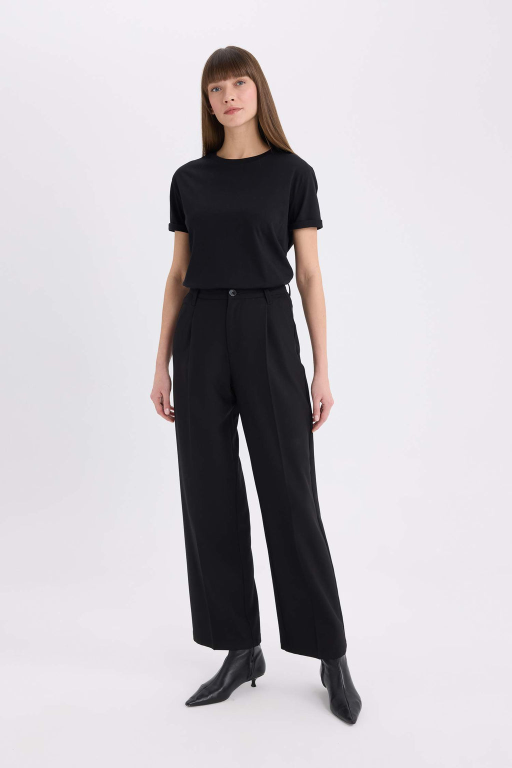 Regular Fit Cycling Collar Basic Flat Combed Short Sleeve T-shirt