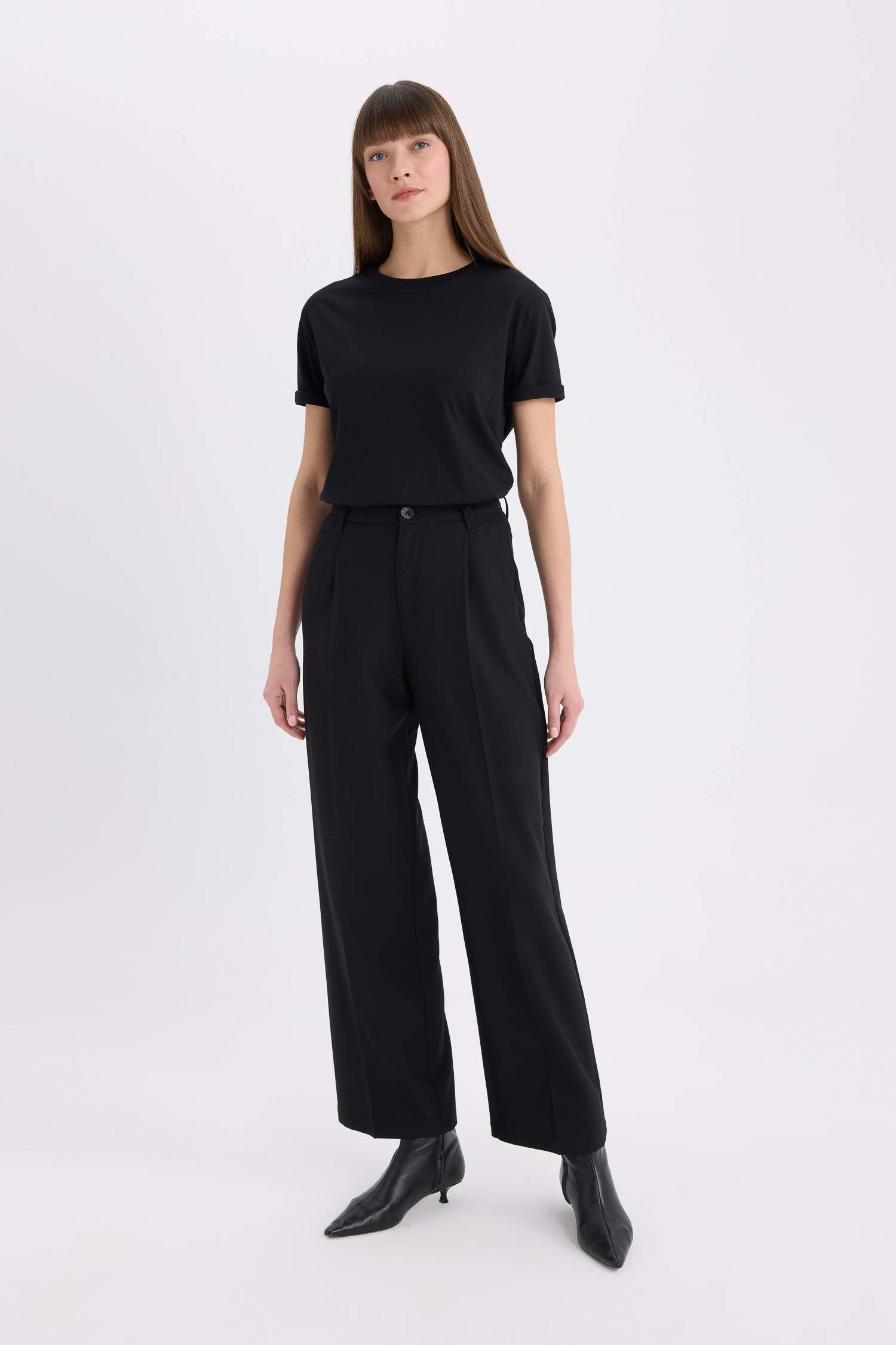 Regular Fit Cycling Collar Basic Flat Combed Short Sleeve T-shirt