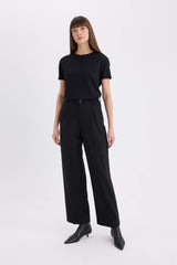 Regular Fit Cycling Collar Basic Flat Combed Short Sleeve T-shirt