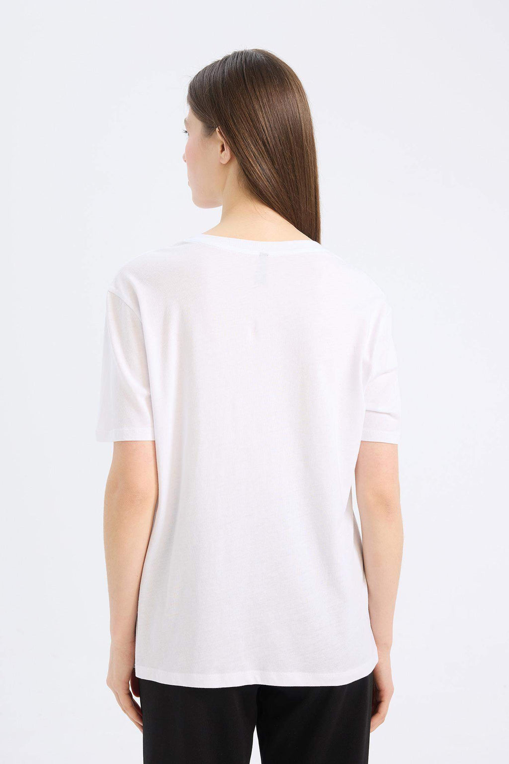 Regular Fit Cycling Collar Basic Flat Combed Short Sleeve T-shirt