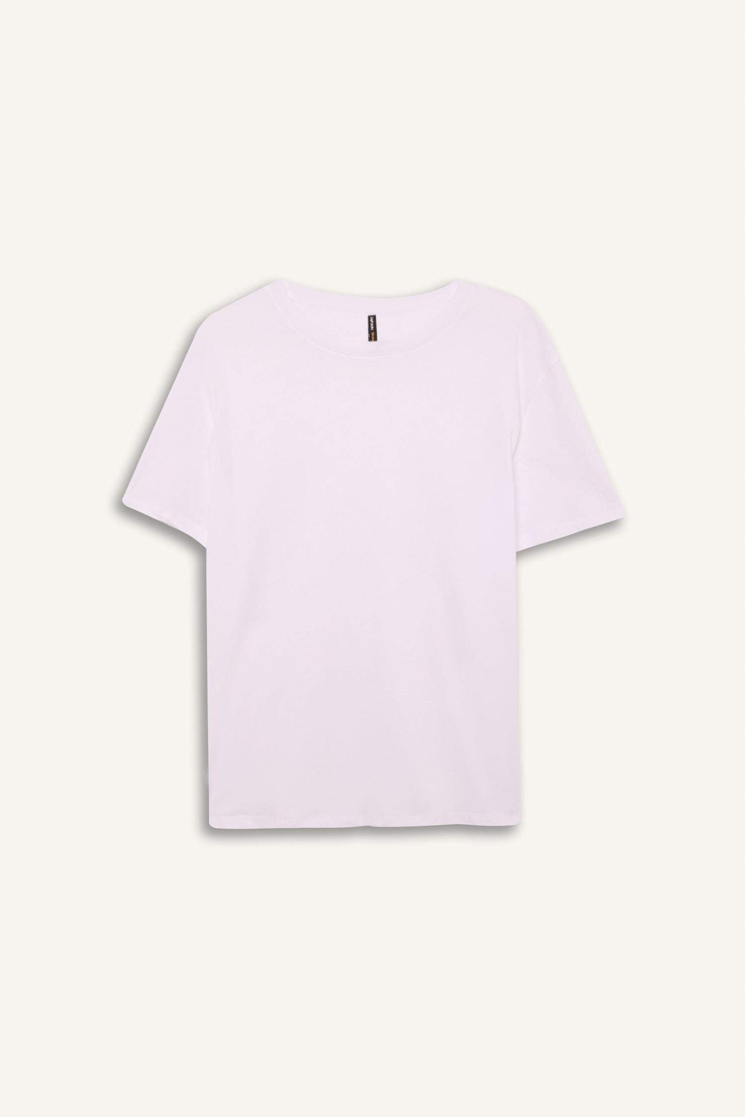 Regular Fit Cycling Collar Basic Flat Combed Short Sleeve T-shirt