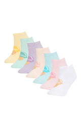 Girls 7-Pack Cotton Day Detailed Bootie Socks