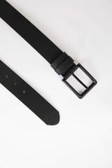 Mens Rectangular Buckle Faux Leather Jean Belt