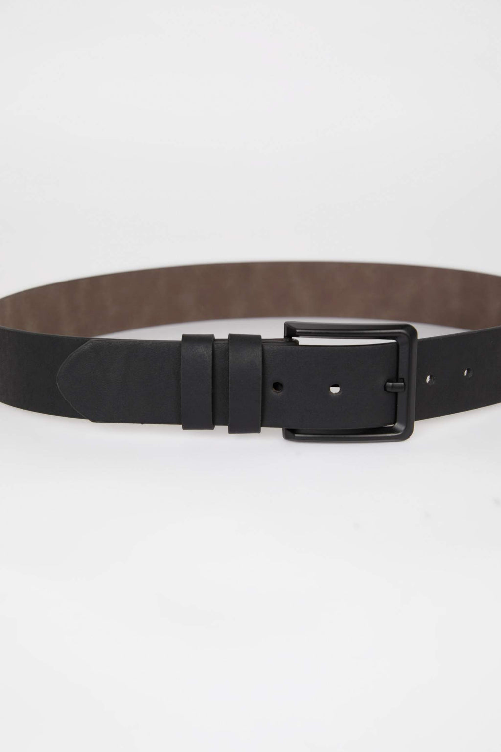 Mens Rectangular Buckle Faux Leather Jean Belt