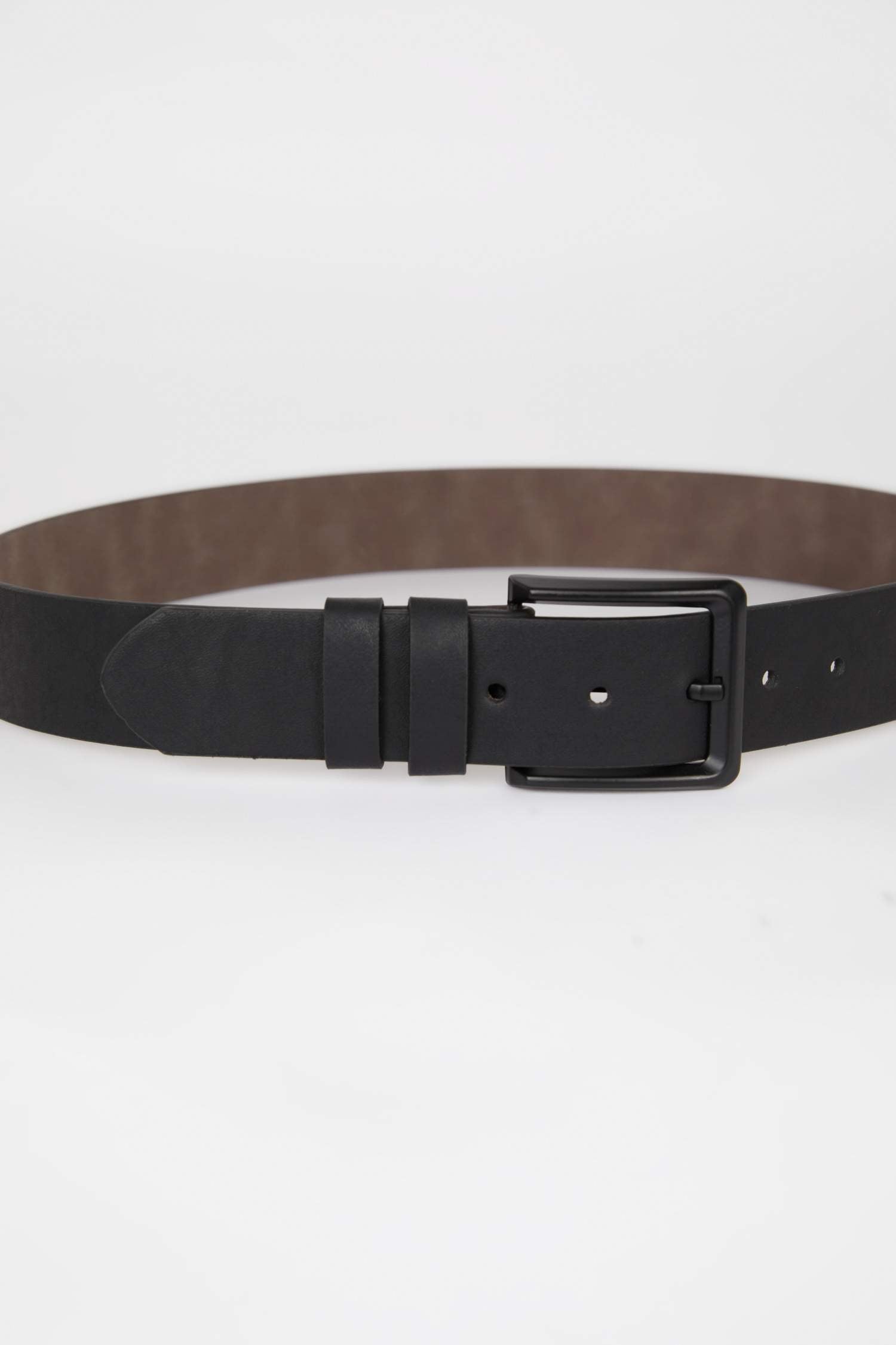 Mens Rectangular Buckle Faux Leather Jean Belt