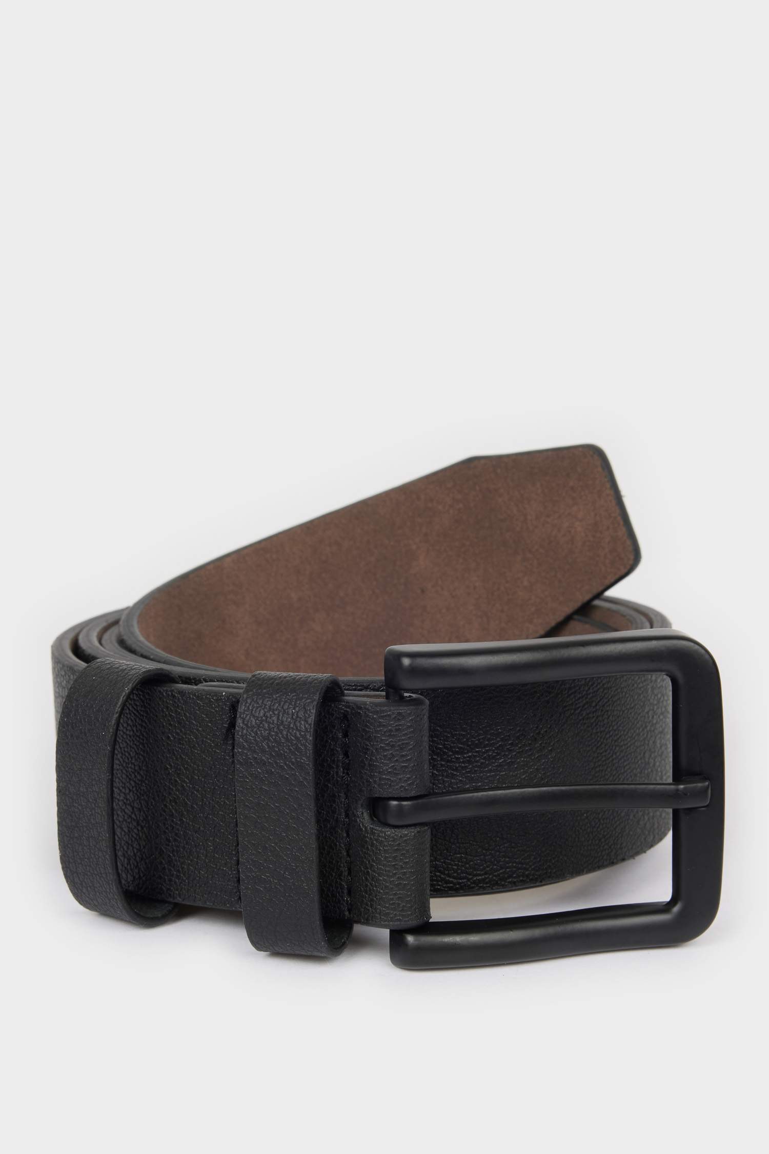 Mens Rectangular Buckle Faux Leather Jean Belt