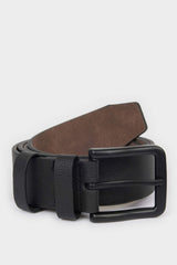 Mens Rectangular Buckle Faux Leather Jean Belt