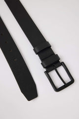 Mens Rectangular Buckle Faux Leather Jean Belt