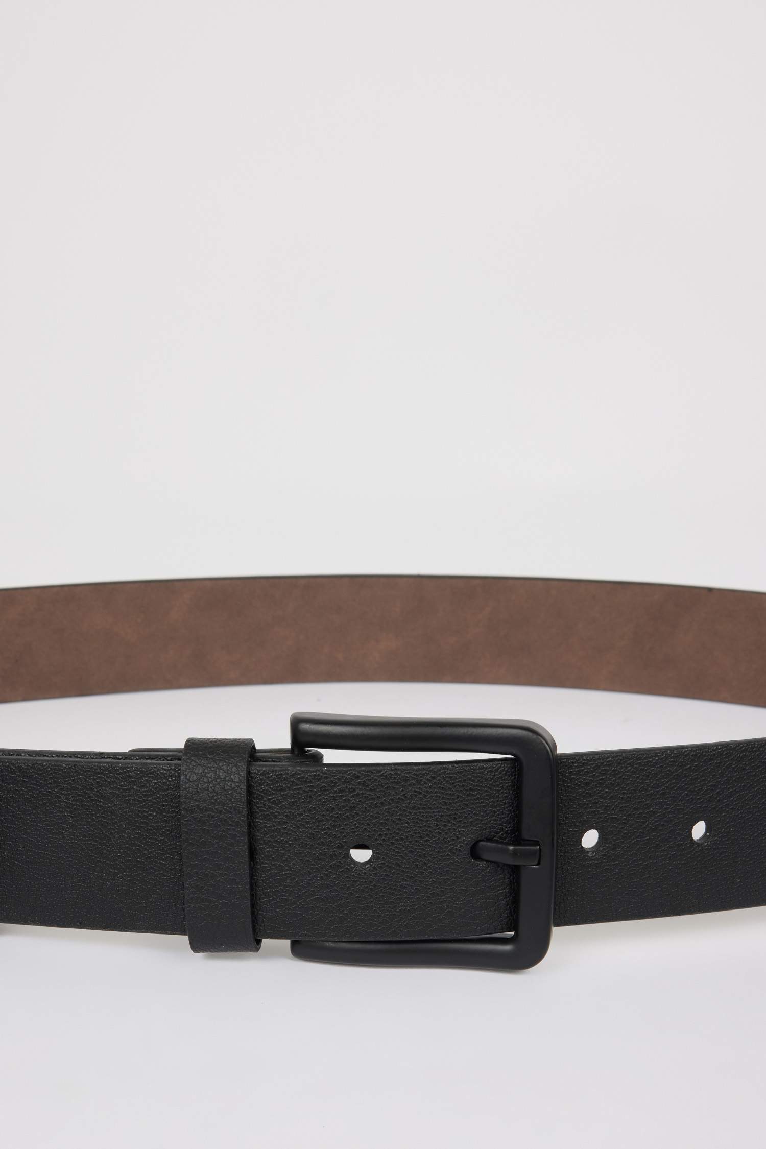 Mens Rectangular Buckle Faux Leather Jean Belt