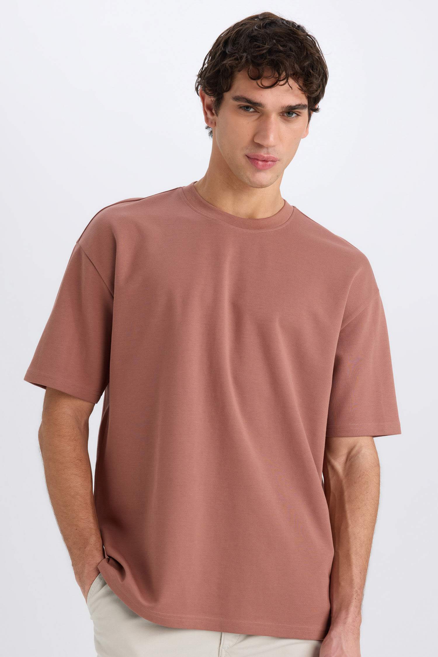 Oversize Fit Crew Neck Basic Heavy Fabric T-Shirt