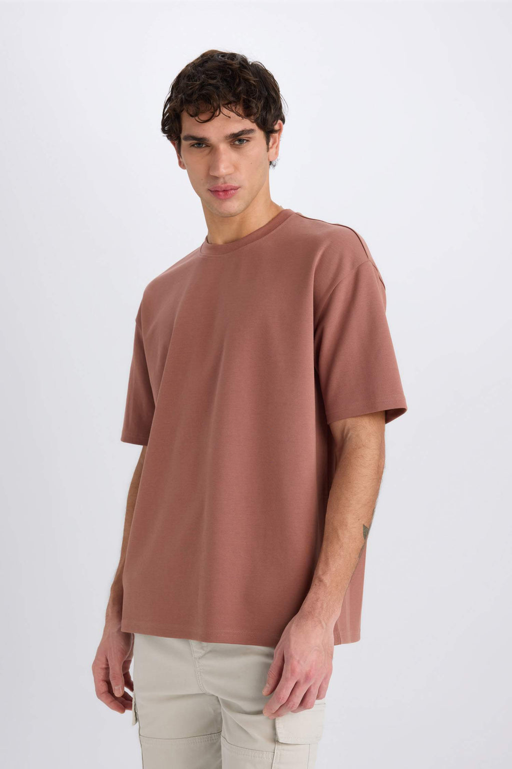 Oversize Fit Crew Neck Basic Heavy Fabric T-Shirt