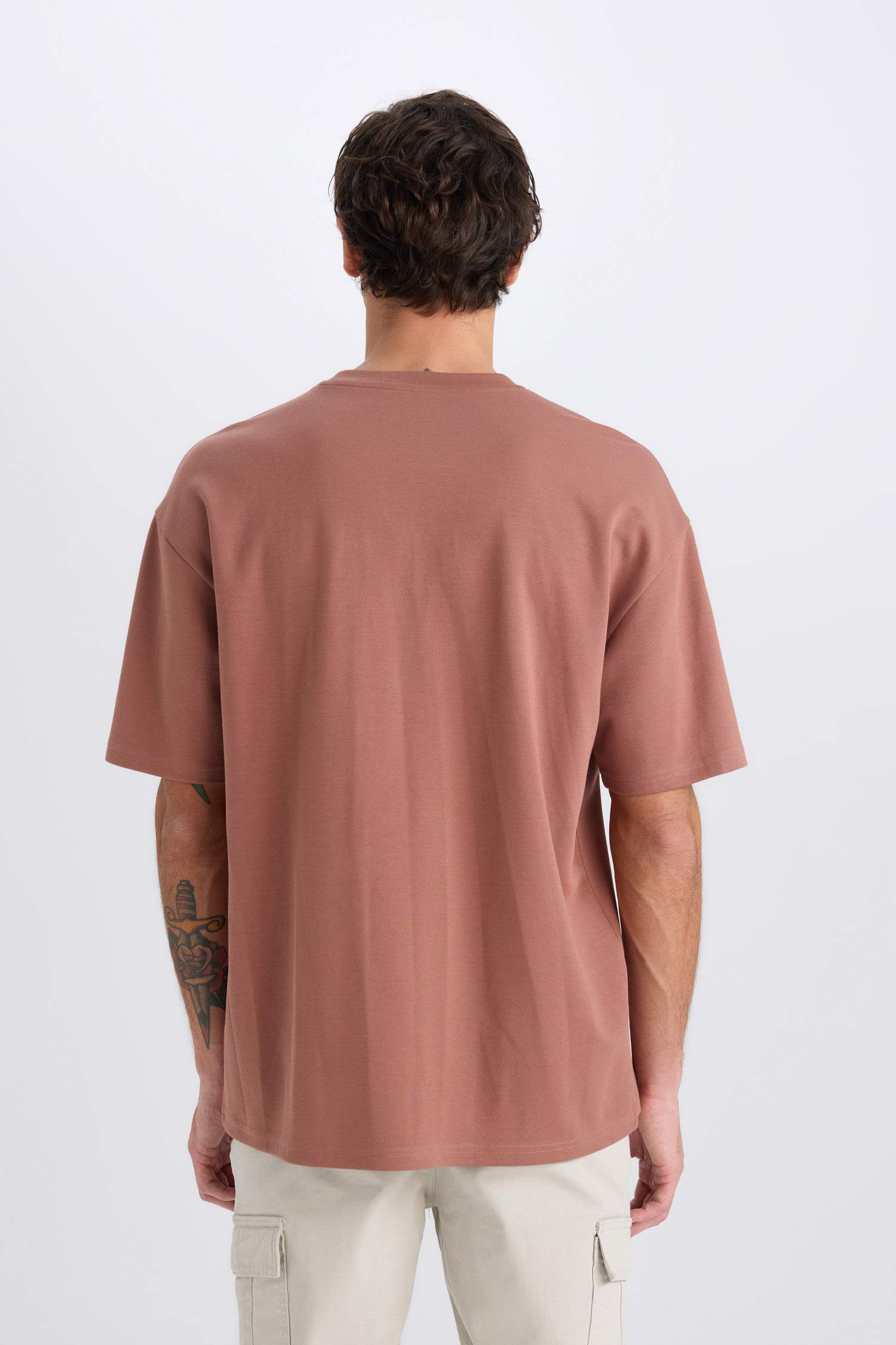Oversize Fit Crew Neck Basic Heavy Fabric T-Shirt