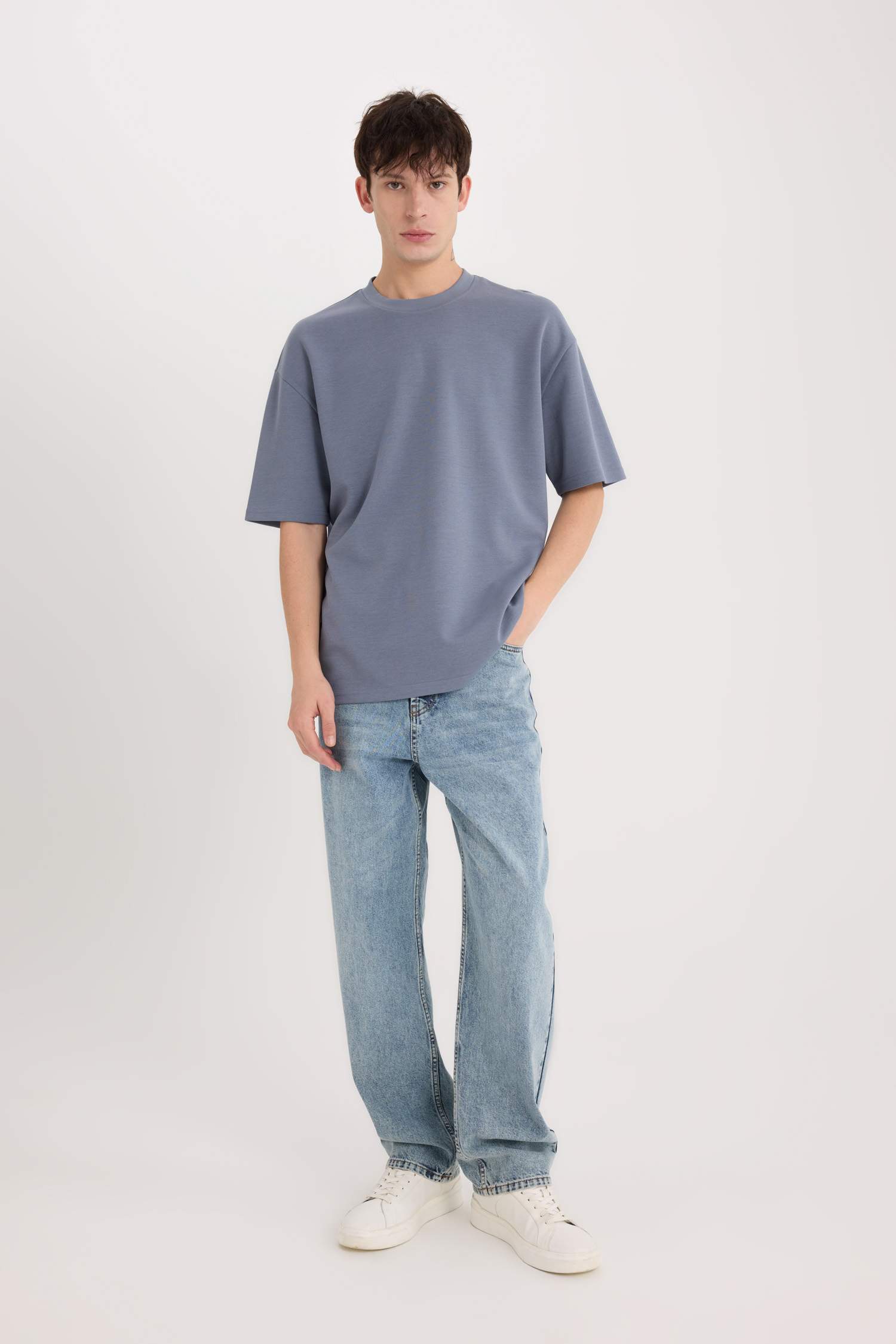 Oversize Fit Crew Neck Basic Heavy Fabric T-Shirt