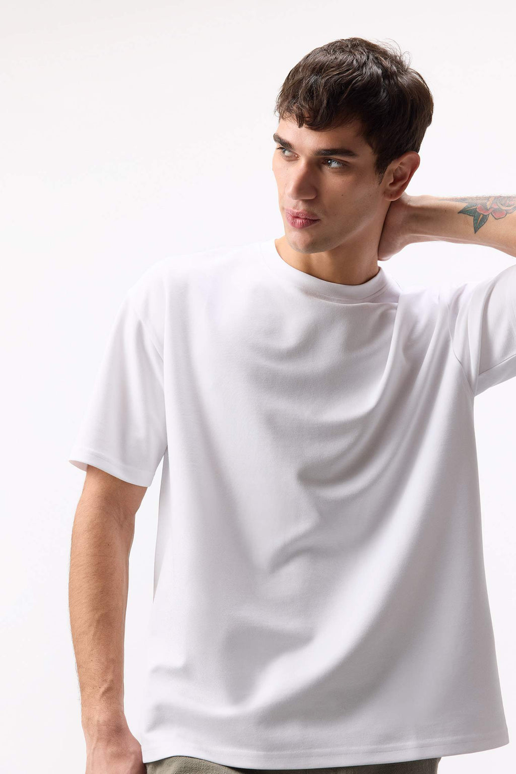 Oversize Fit Crew Neck Basic Heavy Fabric T-Shirt