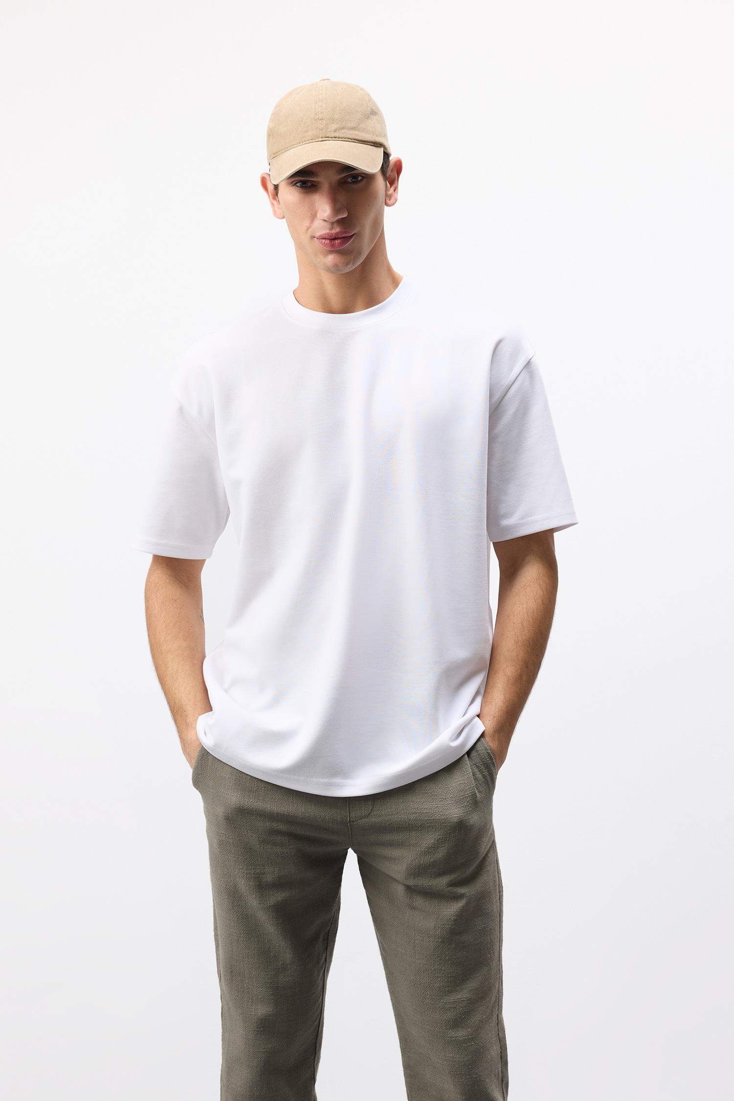 Oversize Fit Crew Neck Basic Heavy Fabric T-Shirt
