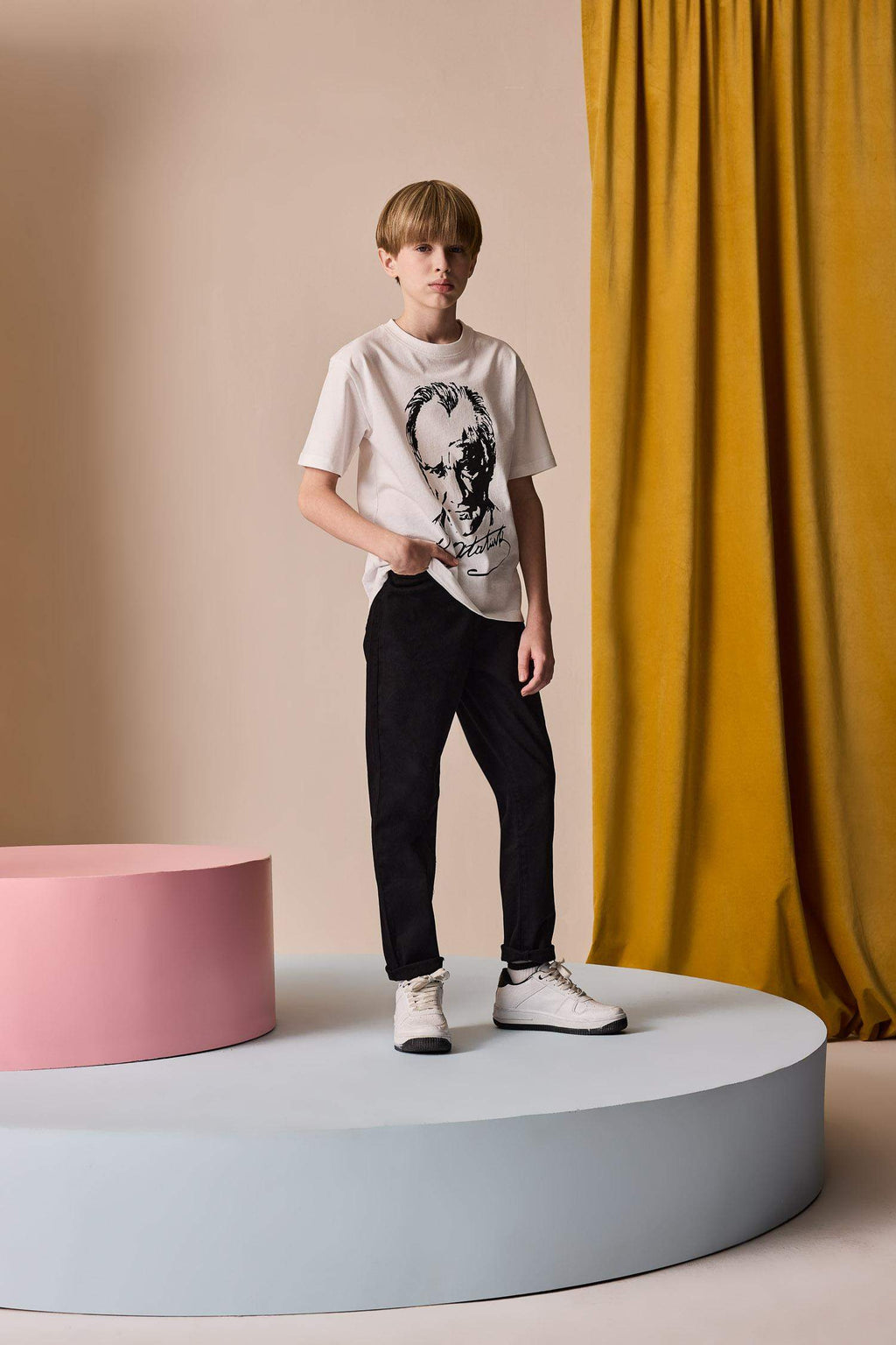 Boys 23 April Children's Day Flat Leg Gabardine Pants