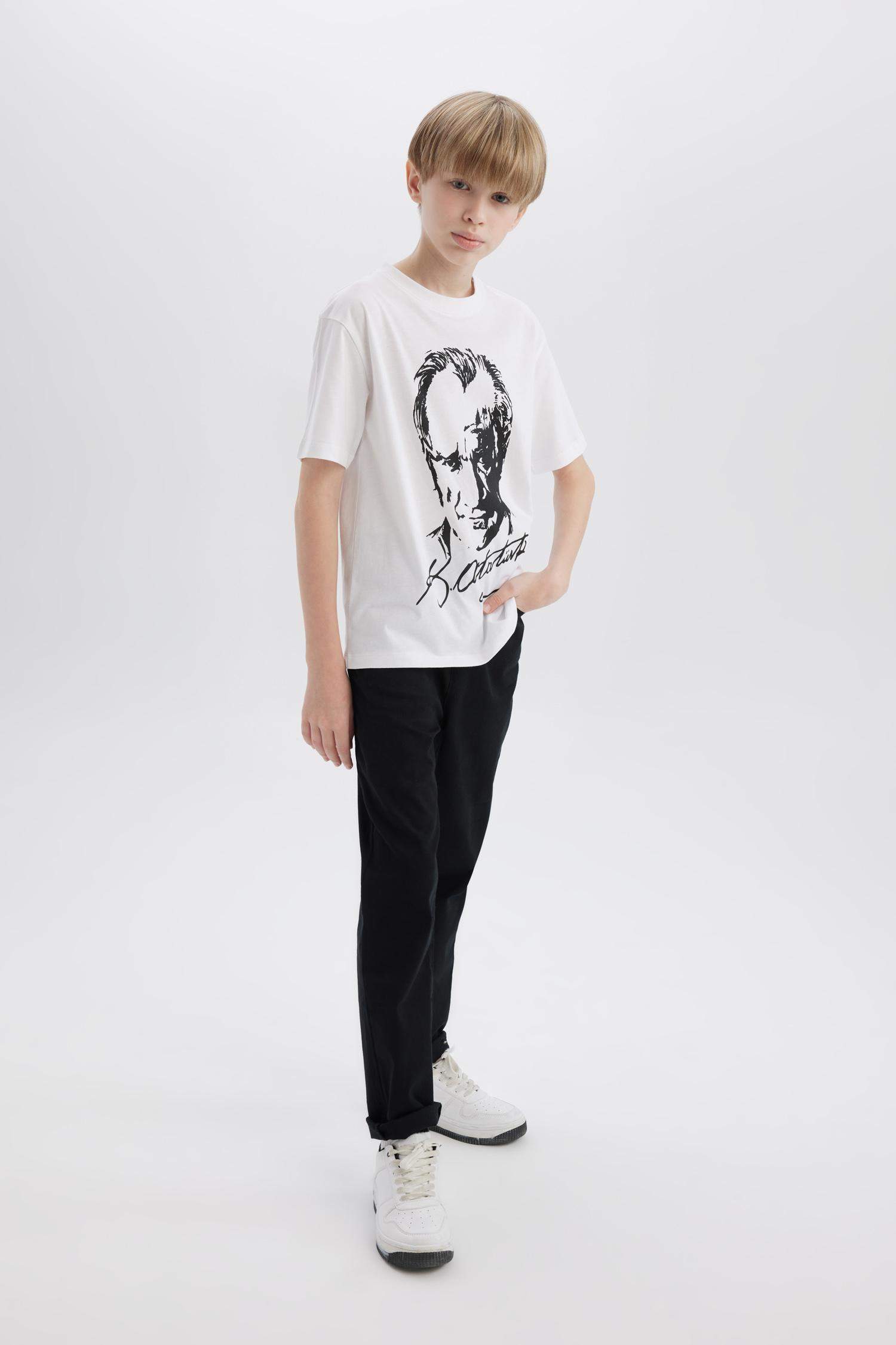 Boys 23 April Children's Day Flat Leg Gabardine Pants