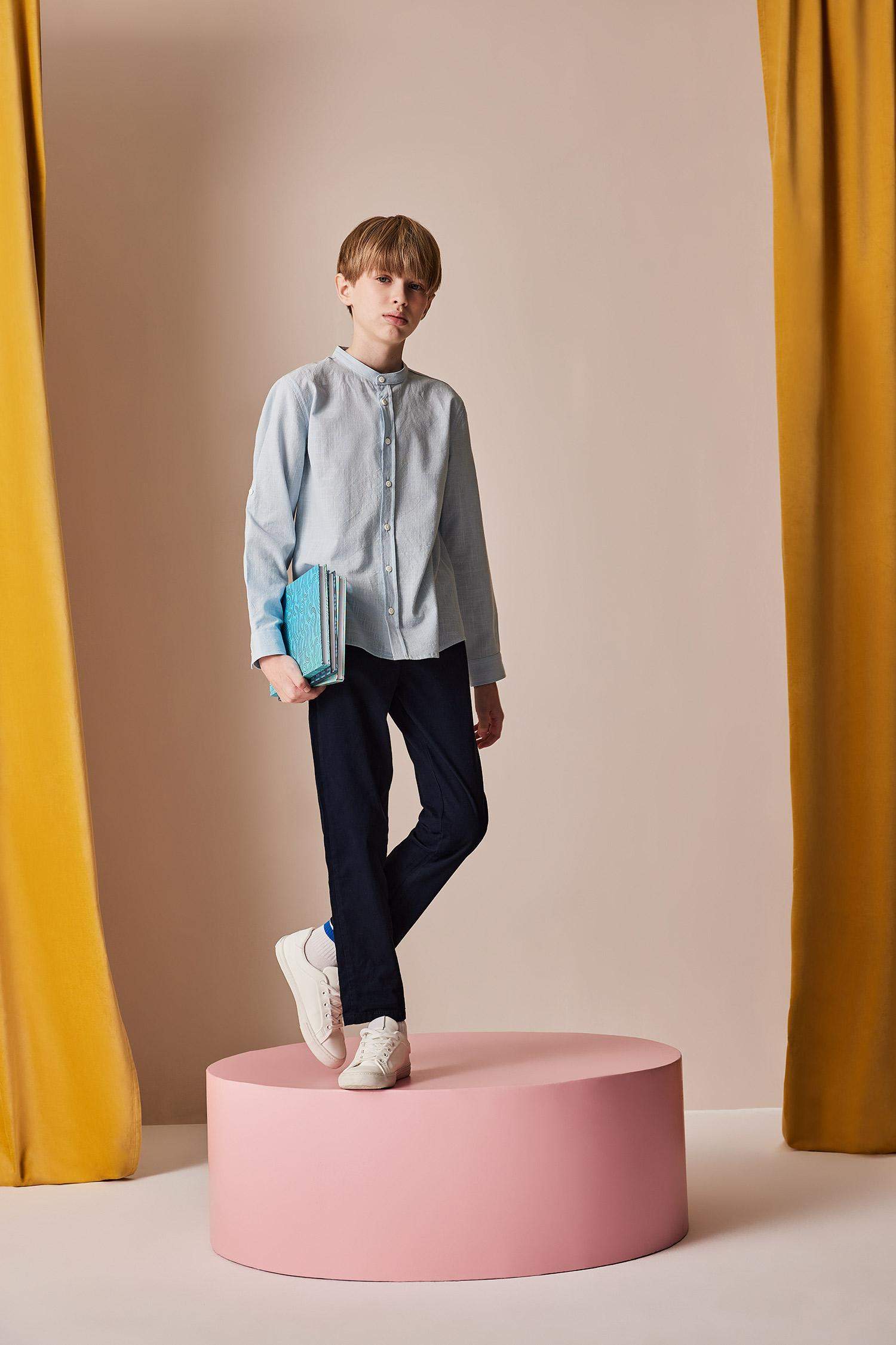 Boys 23 April Children's Day Flat Leg Gabardine Pants
