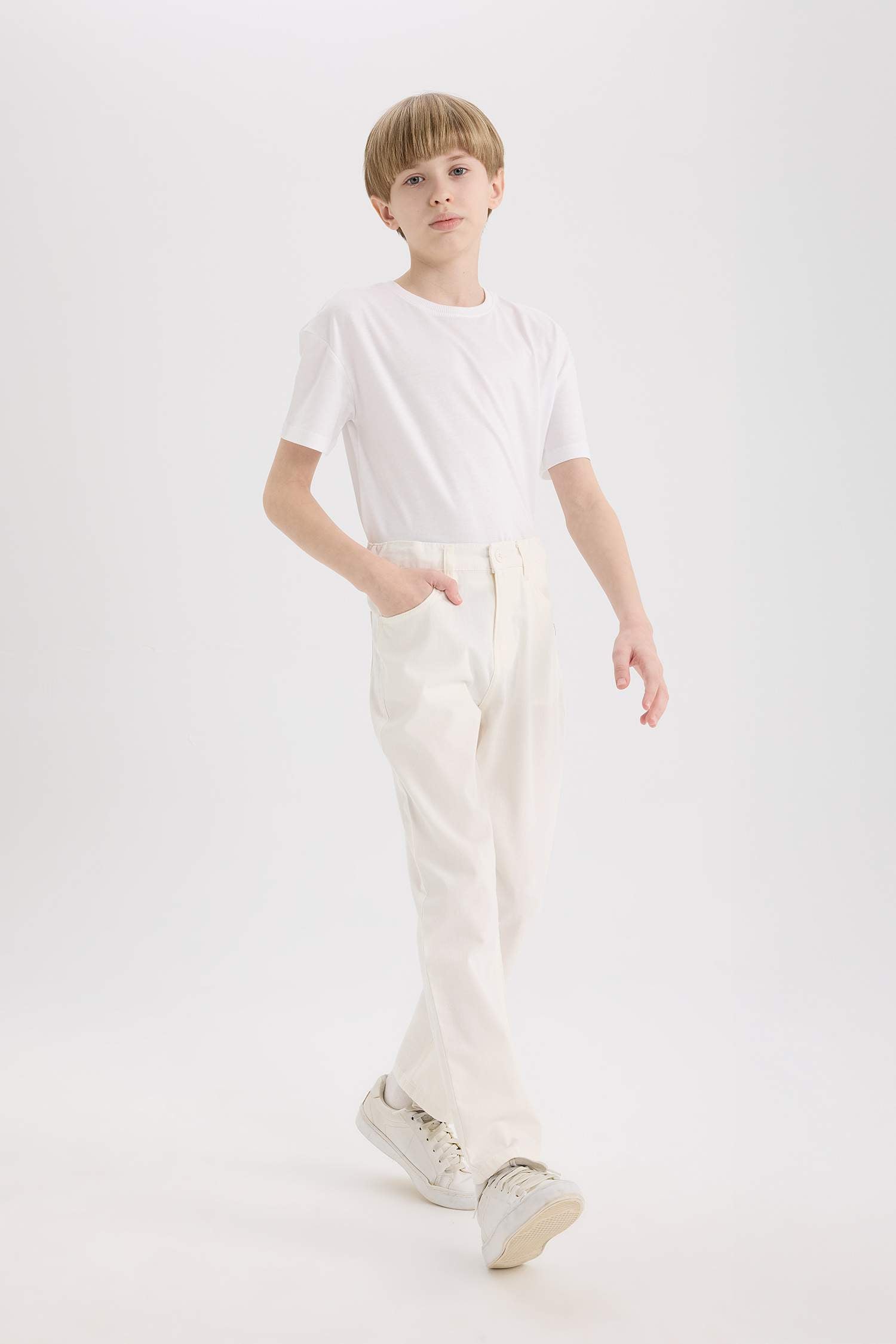 Boys 23 April Children's Day Flat Leg Gabardine Pants