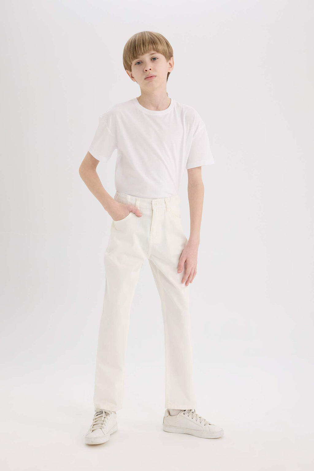 Boys 23 April Children's Day Flat Leg Gabardine Pants