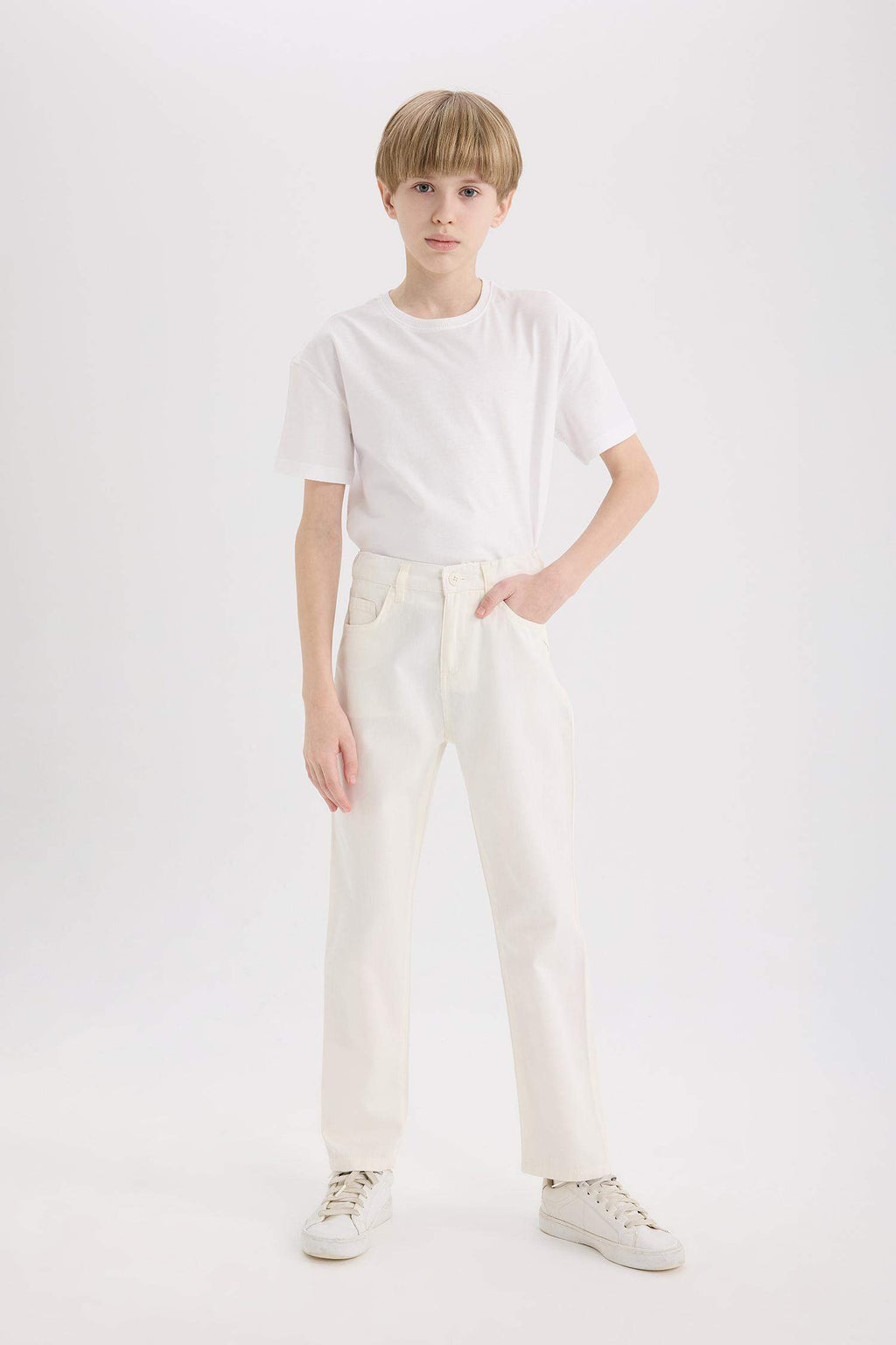 Boys 23 April Children's Day Flat Leg Gabardine Pants