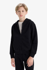 boys Hooded School Zippered Sweatshirt