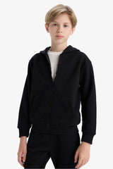boys Hooded School Zippered Sweatshirt