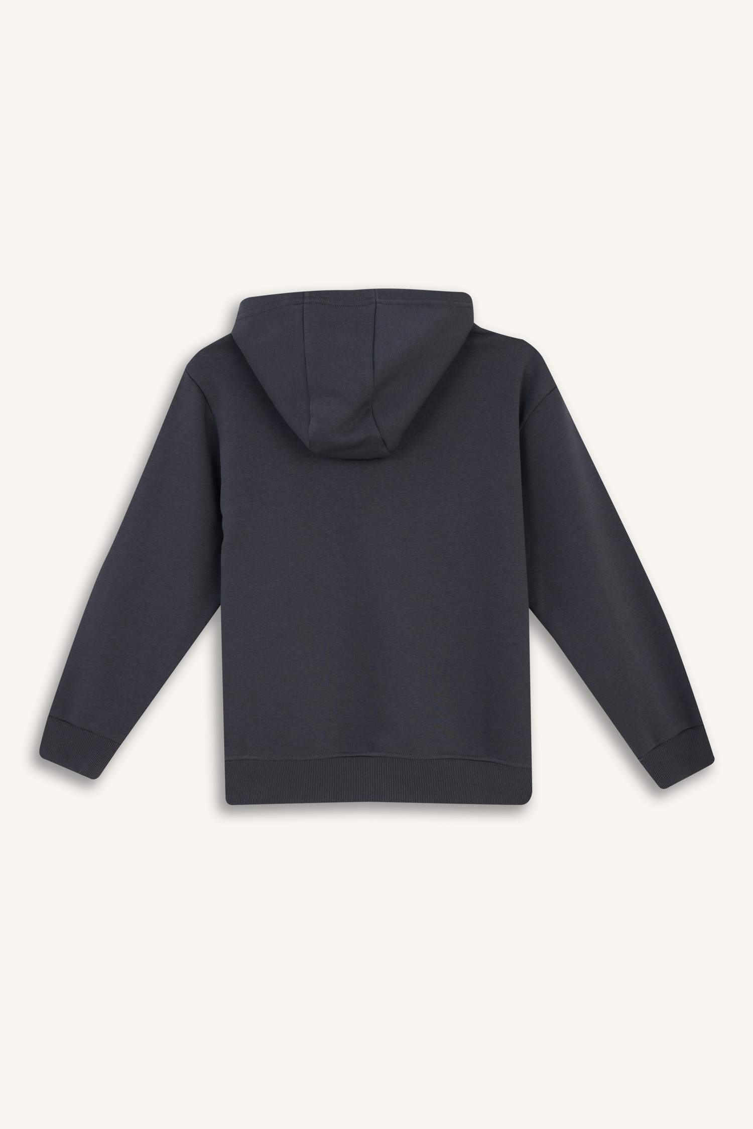 boys Basic Plain School Zippered Hooded Sweatshirt