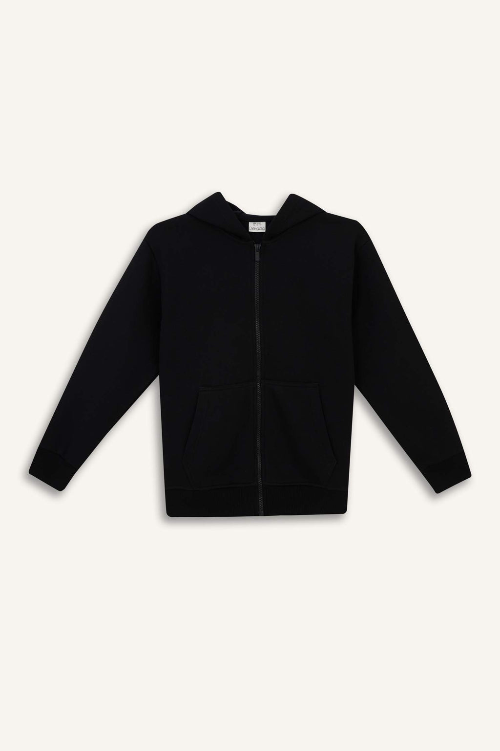 boys Basic Plain School Zippered Hooded Sweatshirt