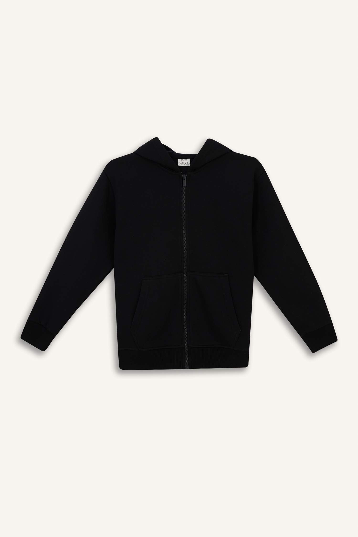 boys Basic Plain School Zippered Hooded Sweatshirt