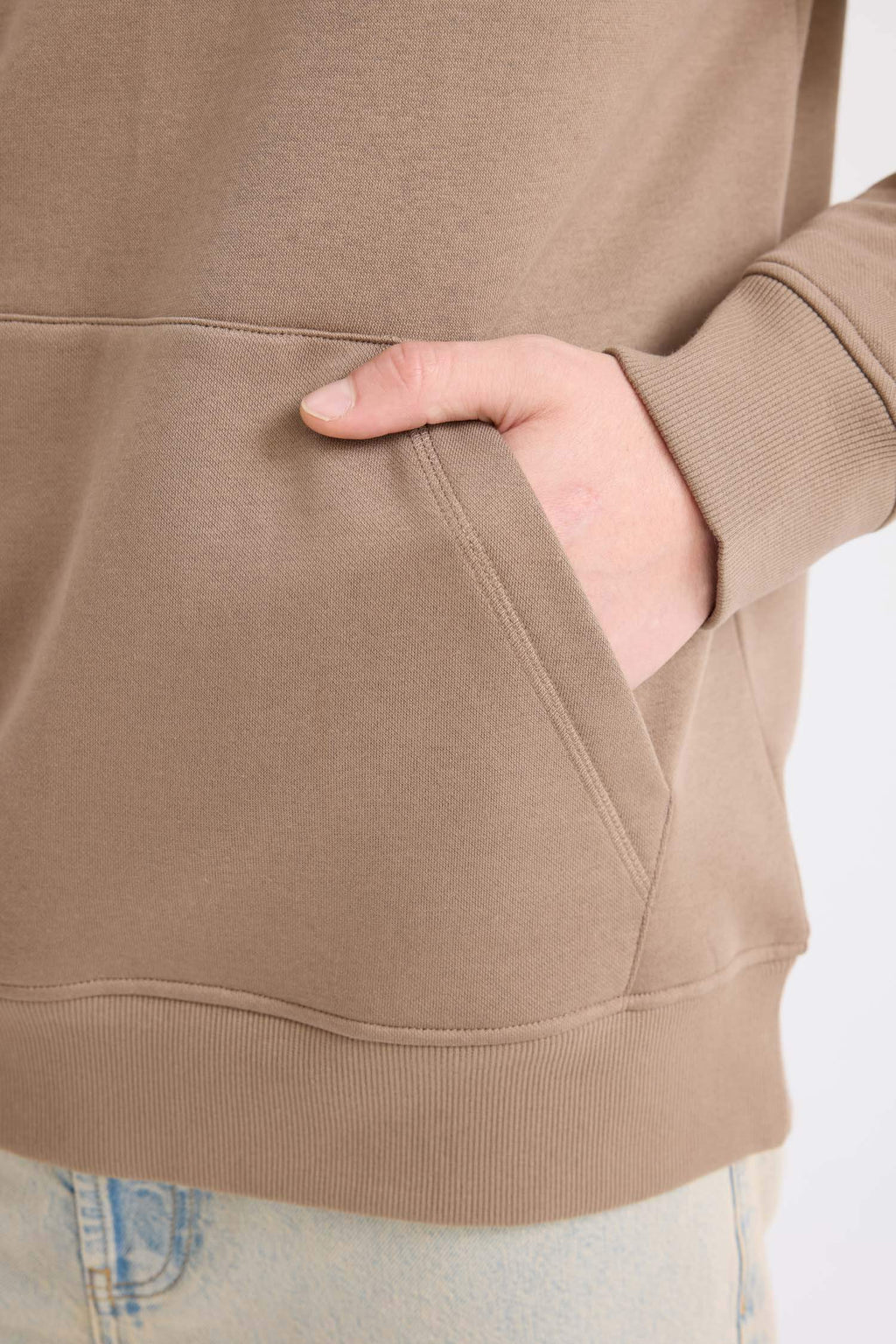 Regular Fit Hooded Kangaroo Pocket Soft Furry Basic Plain Sweatshirt